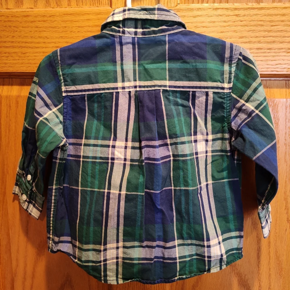 Gymboree Plaid Green and Blue Button Down Shirt